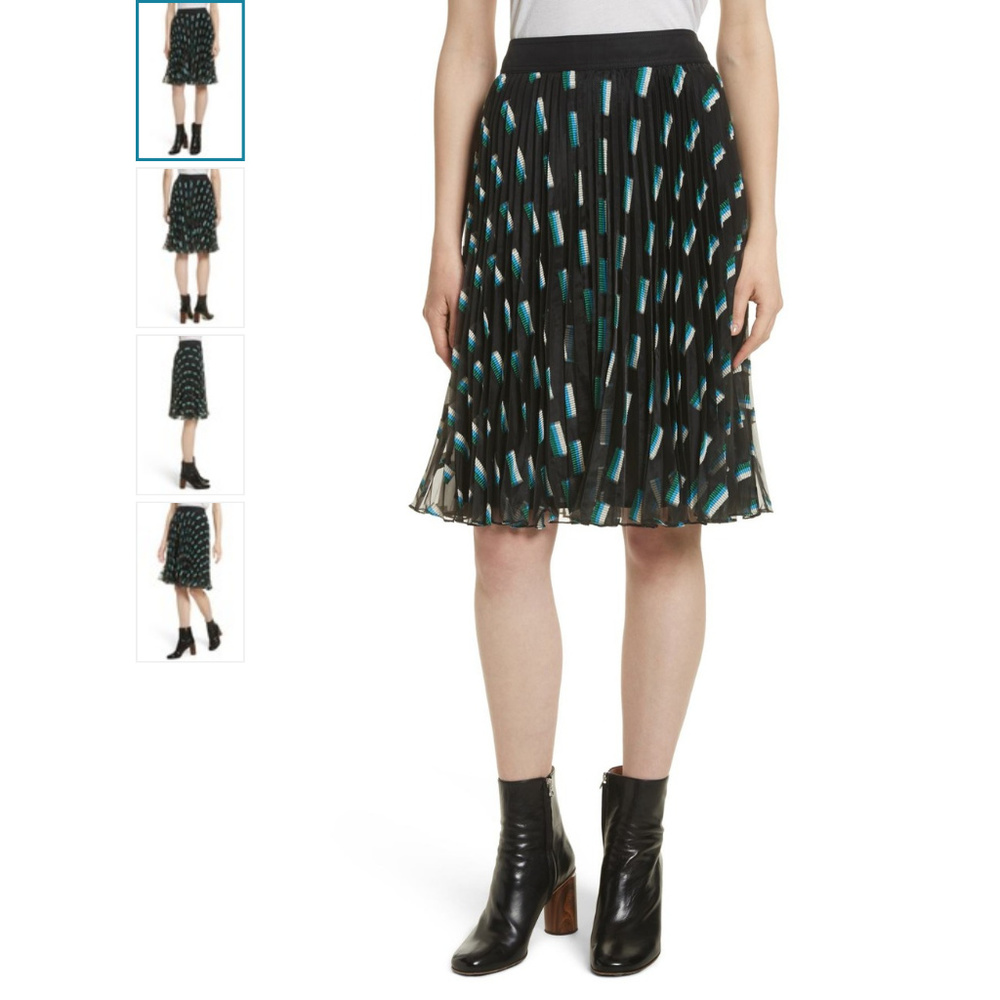 New GREY JASON WU Pleated A-Line Skirt 6